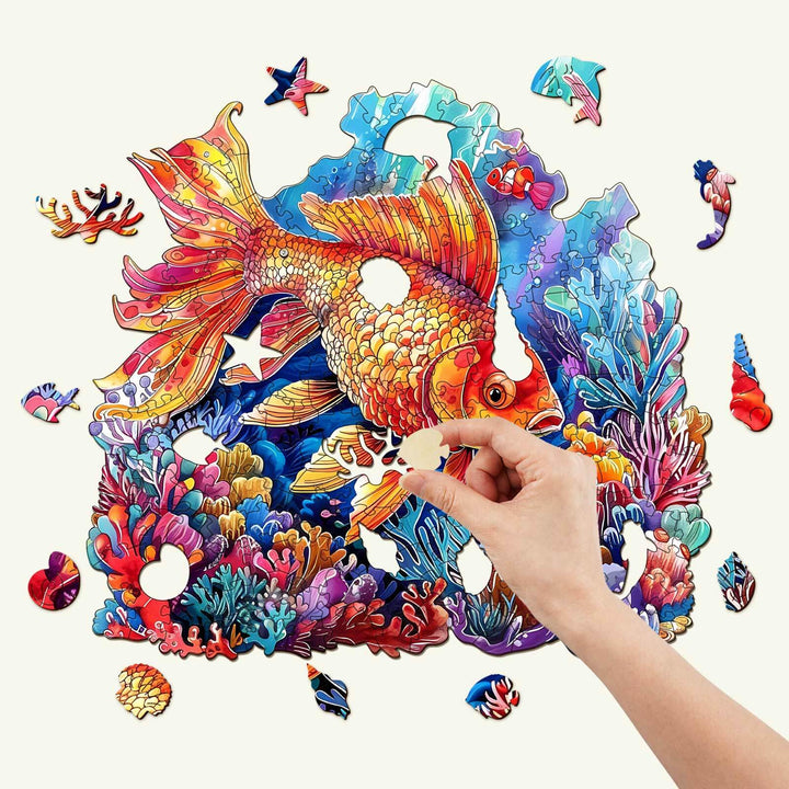 Puzzle en bois magnifique poisson rouge