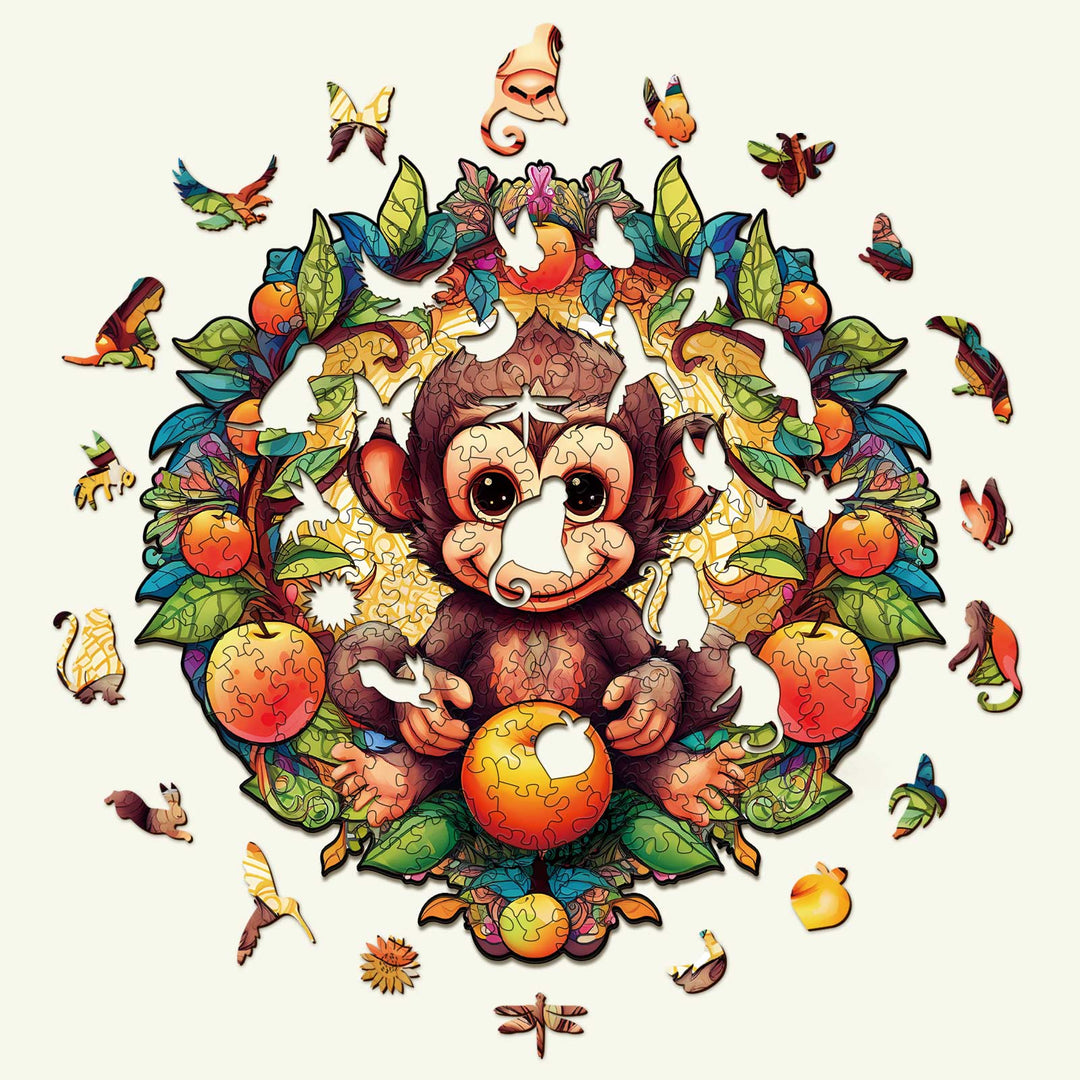 Happy Monkey Wooden Jigsaw Puzzle