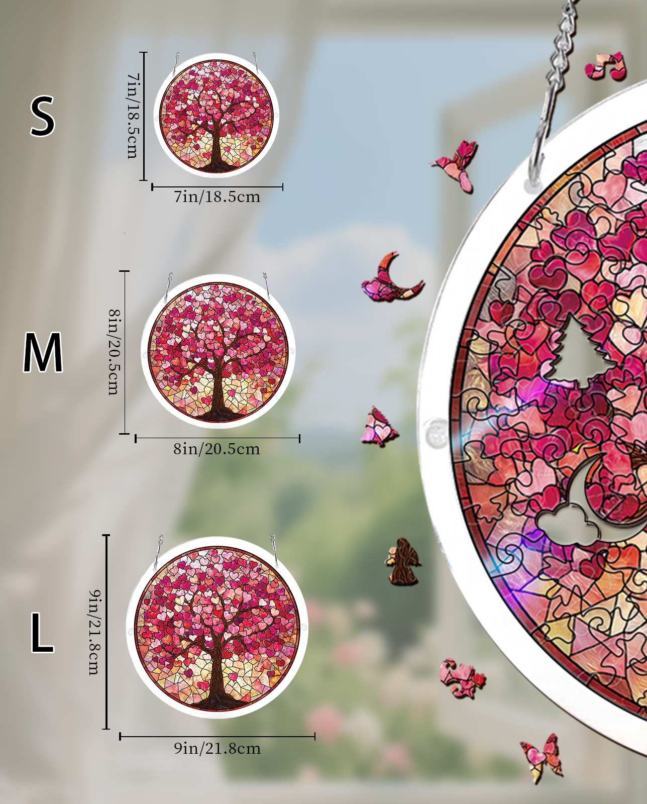 Attrape-soleil puzzle en acrylique - Branches d’amour