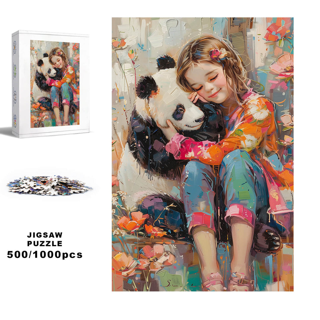 Panda and Girl 500 / 1000 Piece Puzzle