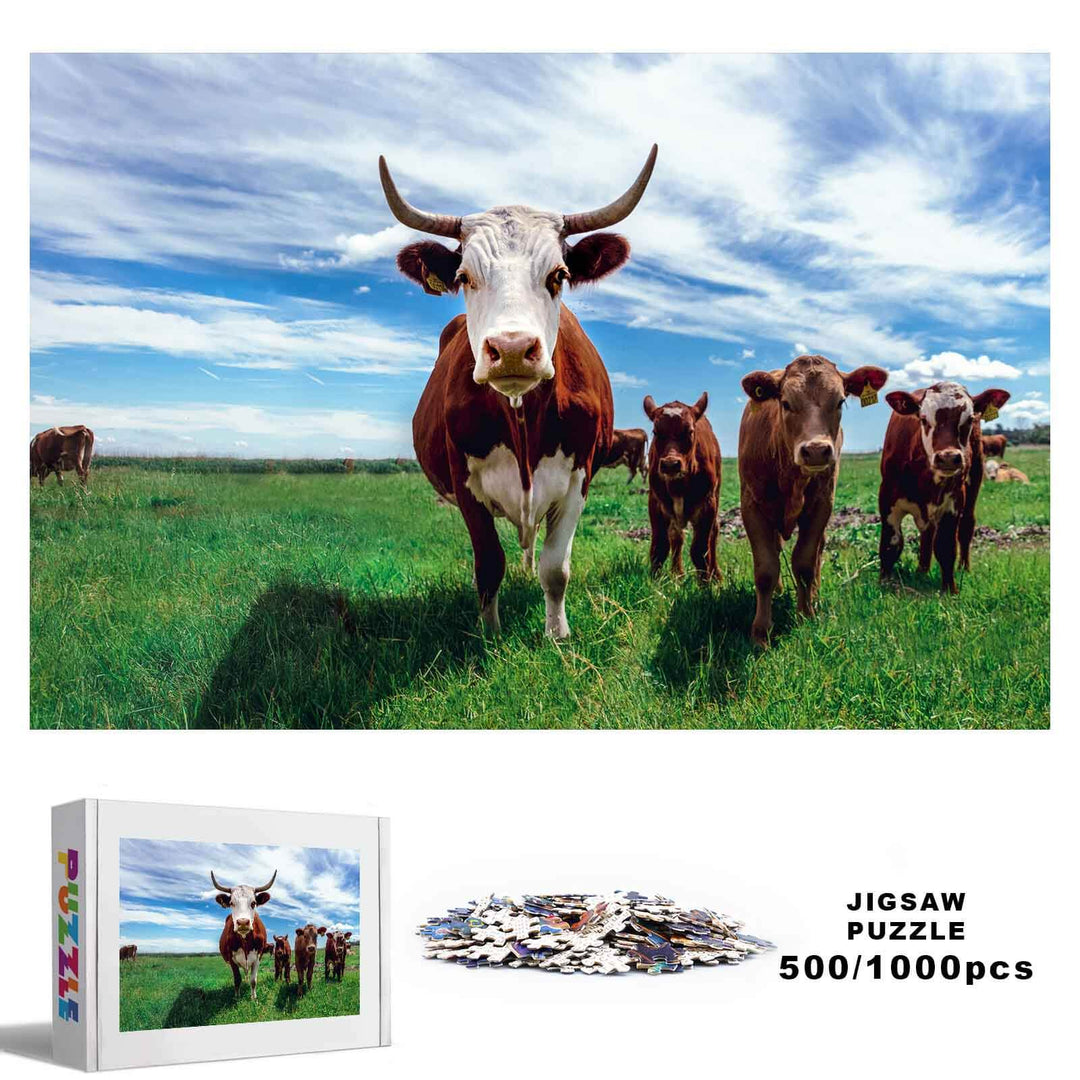 Cows on the Grassland 500 / 1000 Piece Puzzle