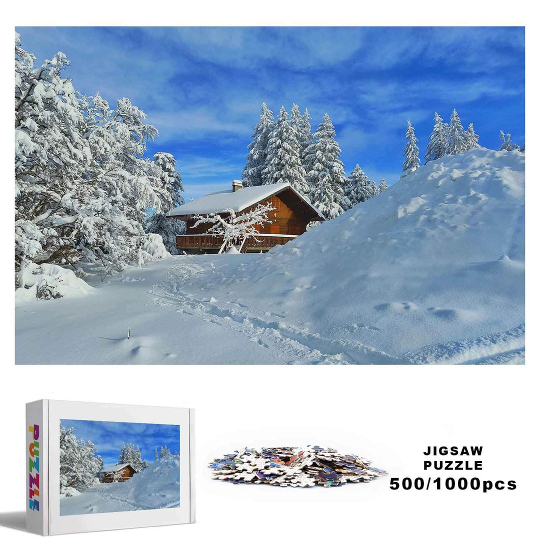 Snow Cabin 500 / 1000 Piece Puzzle - Woodbests