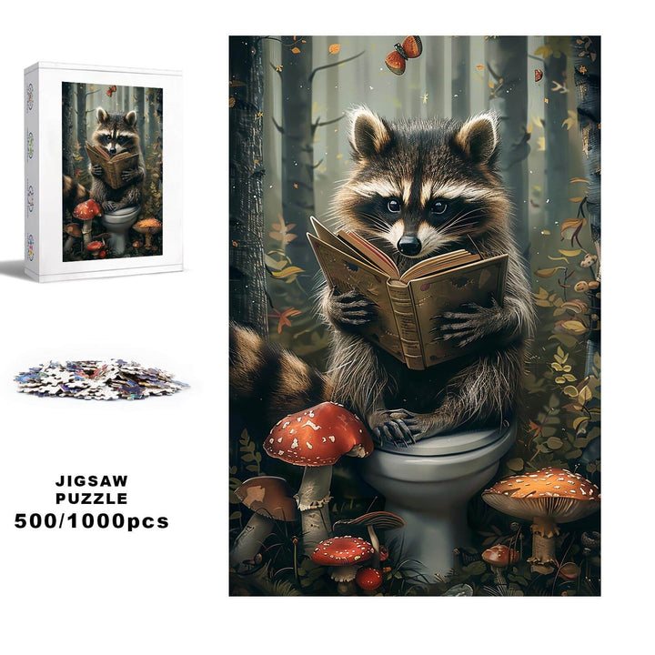 Studious Raccoon 500 / 1000 Piece Puzzle - Woodbests