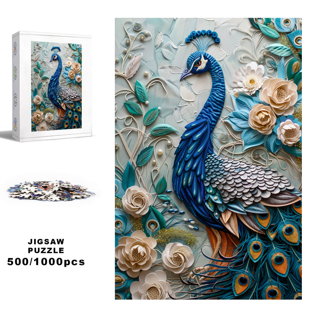 Peacock Mural 500 / 1000 Piece Puzzle - By Woodbests