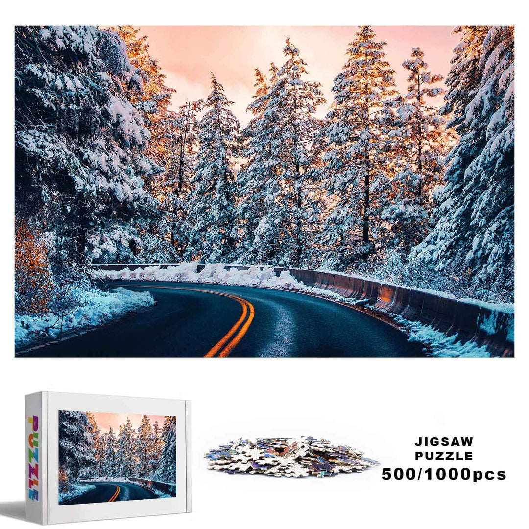 Snow Country Highway 500 / 1000 Piece Puzzle - Woodbests