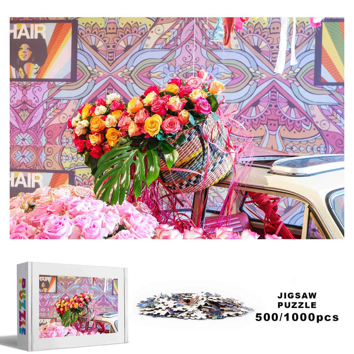 Happy Flower Basket 500 / 1000 Piece Puzzle