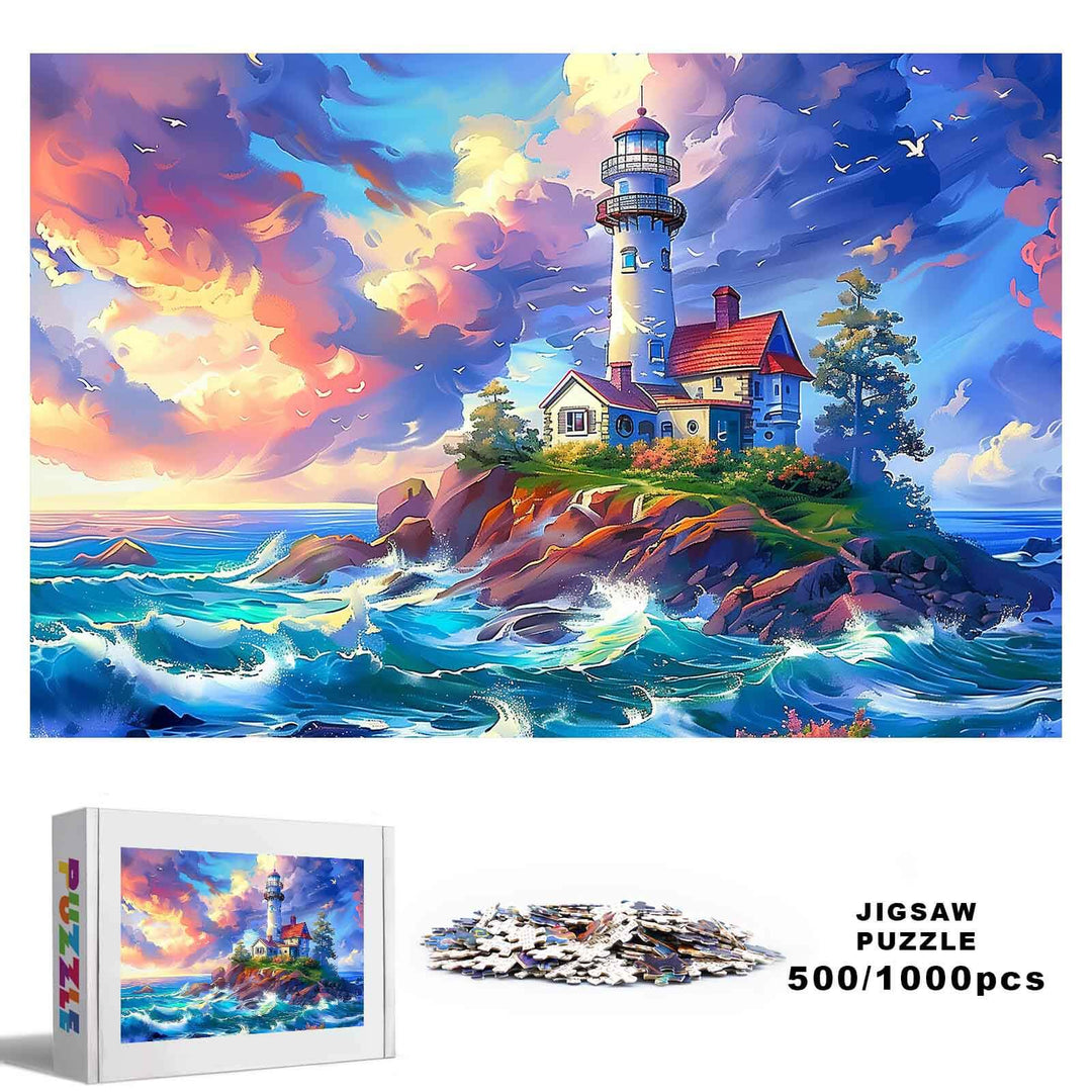 Lonely Island Lighthouse 500 / 1000 Piece Puzzle