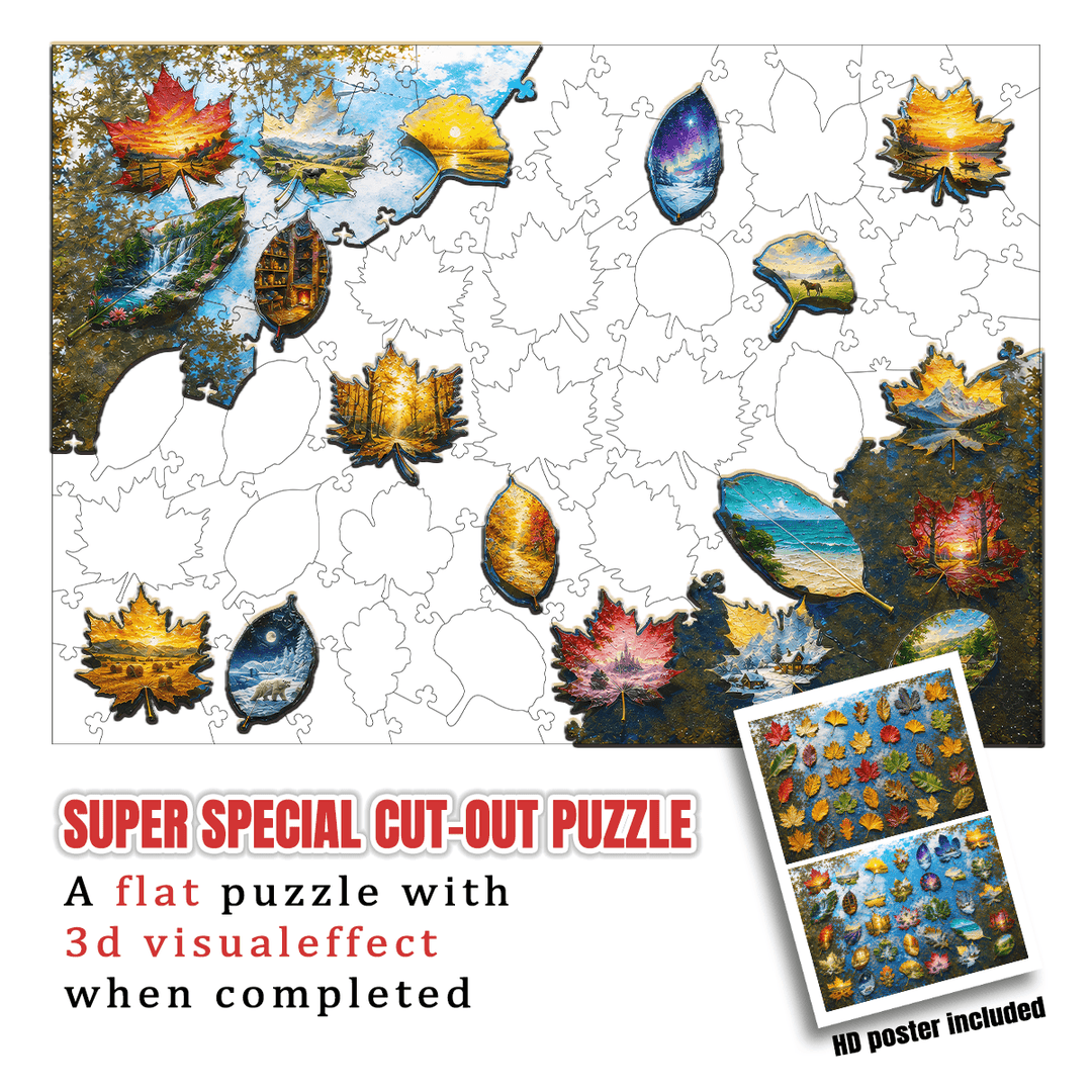 Wet Autumn Leaves - Morphing Lenticular Puzzle