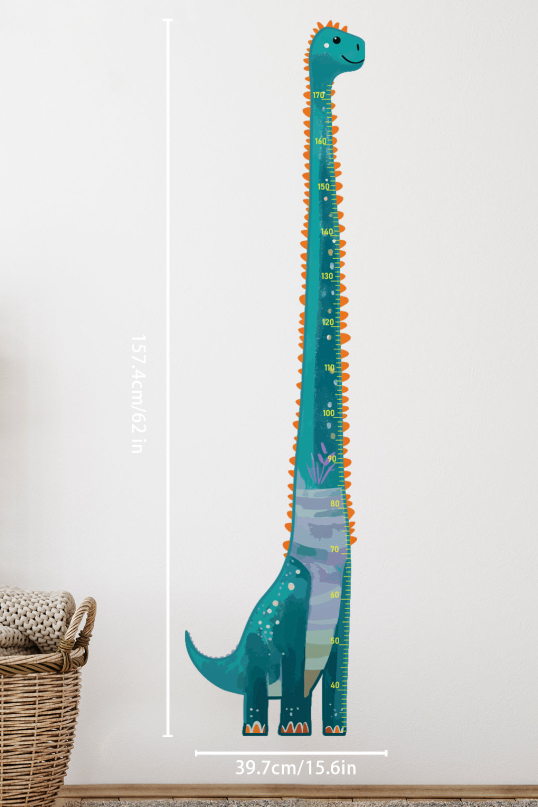 Autocollant mural toise dinosaure amical