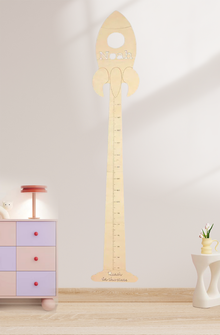 Personalized Wooden Rocket Growth Chart Nursery Decor