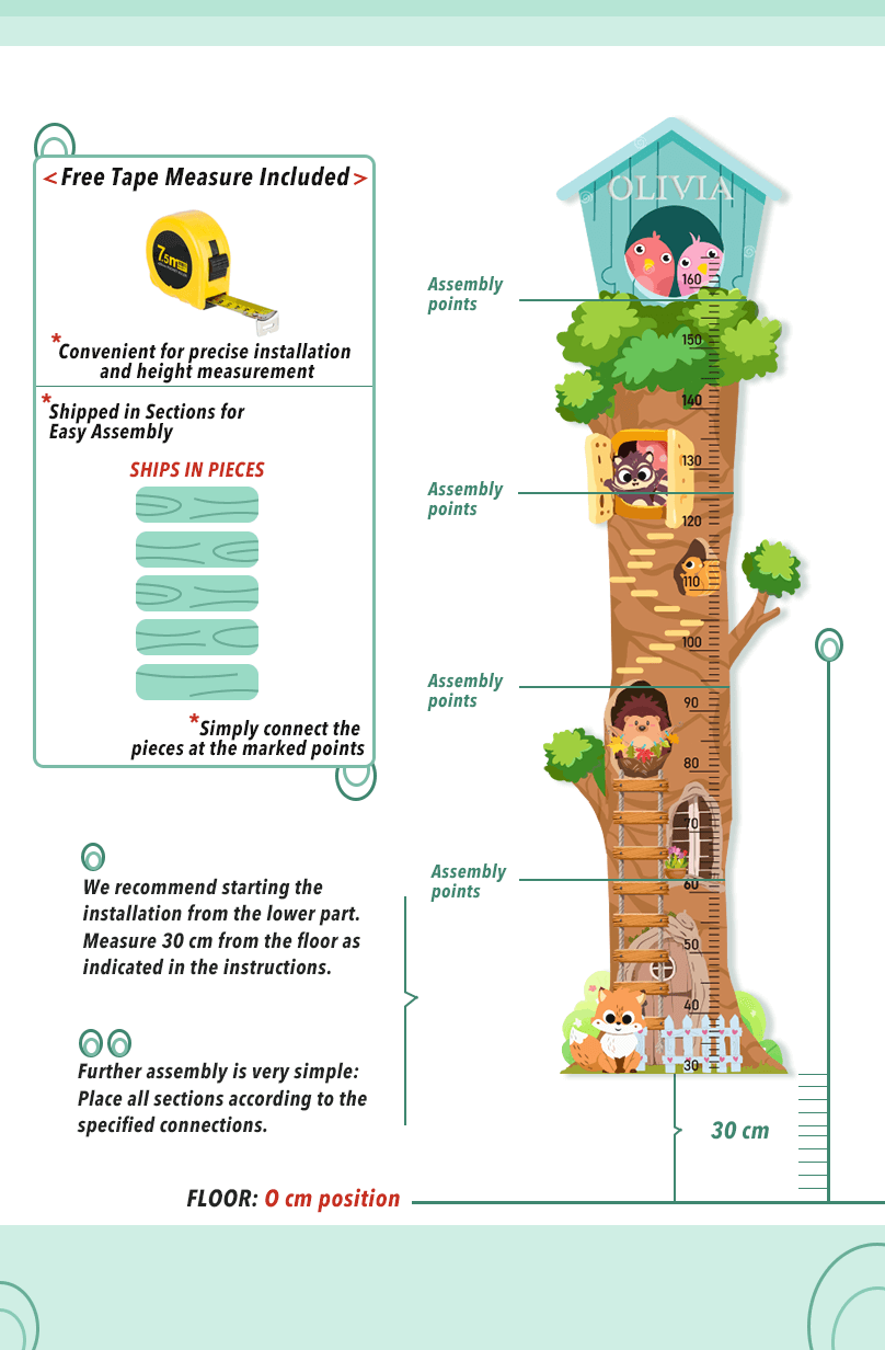 Personalized Wooden Treehouse Growth Chart Ruler
