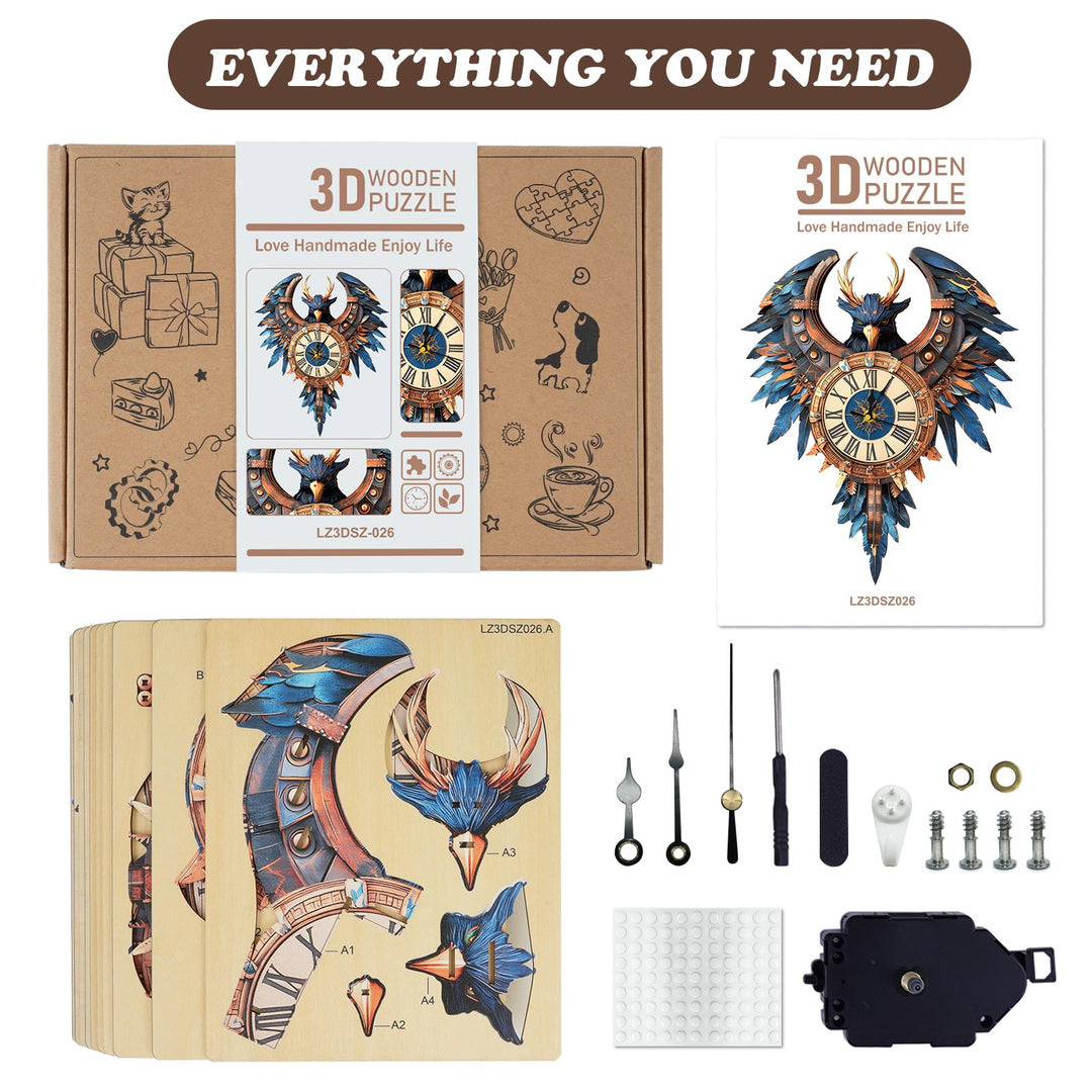 Thunderbird– DIY Wooden Clock, 3D Puzzle Craft Kit