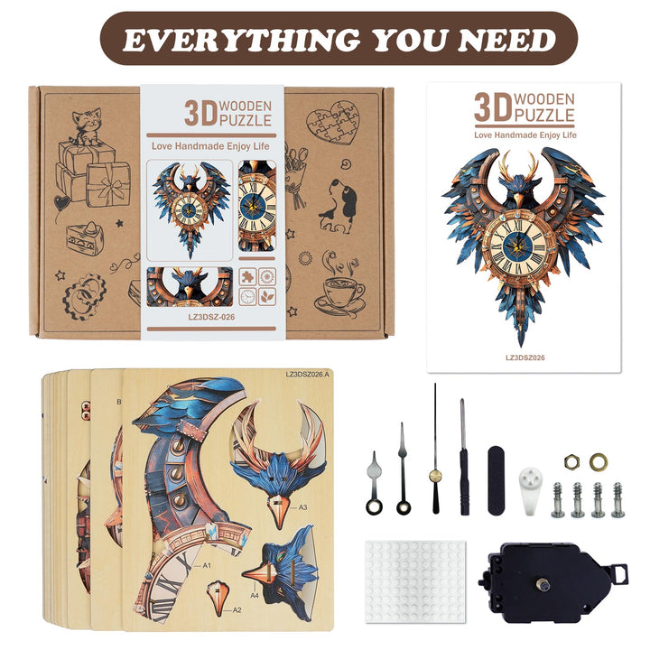 Thunderbird– DIY Wooden Clock, 3D Puzzle Craft Kit