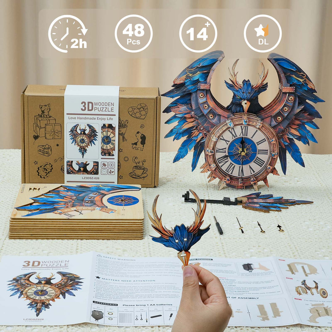 Thunderbird– DIY Wooden Clock, 3D Puzzle Craft Kit