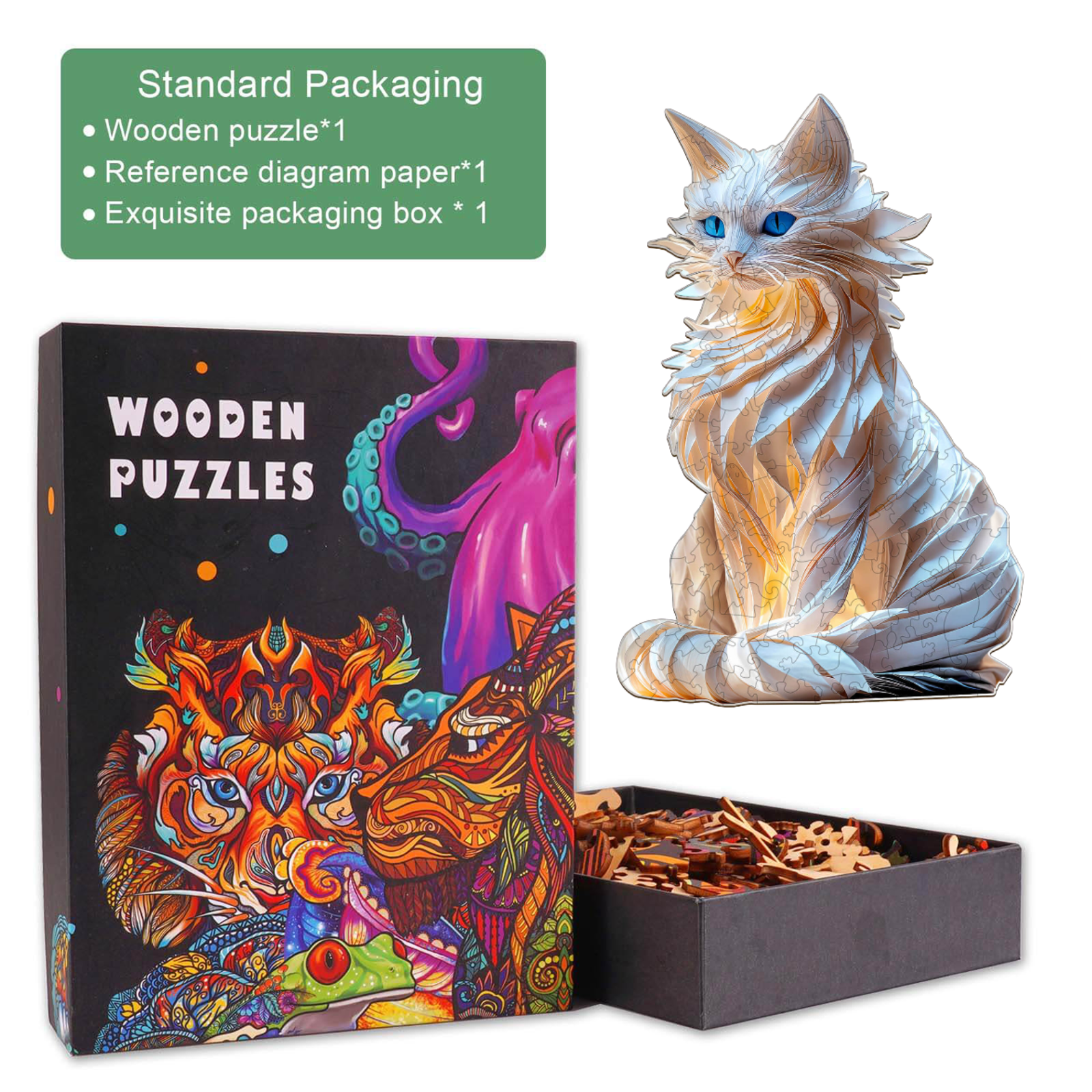 Edles Katzen-Holzpuzzle