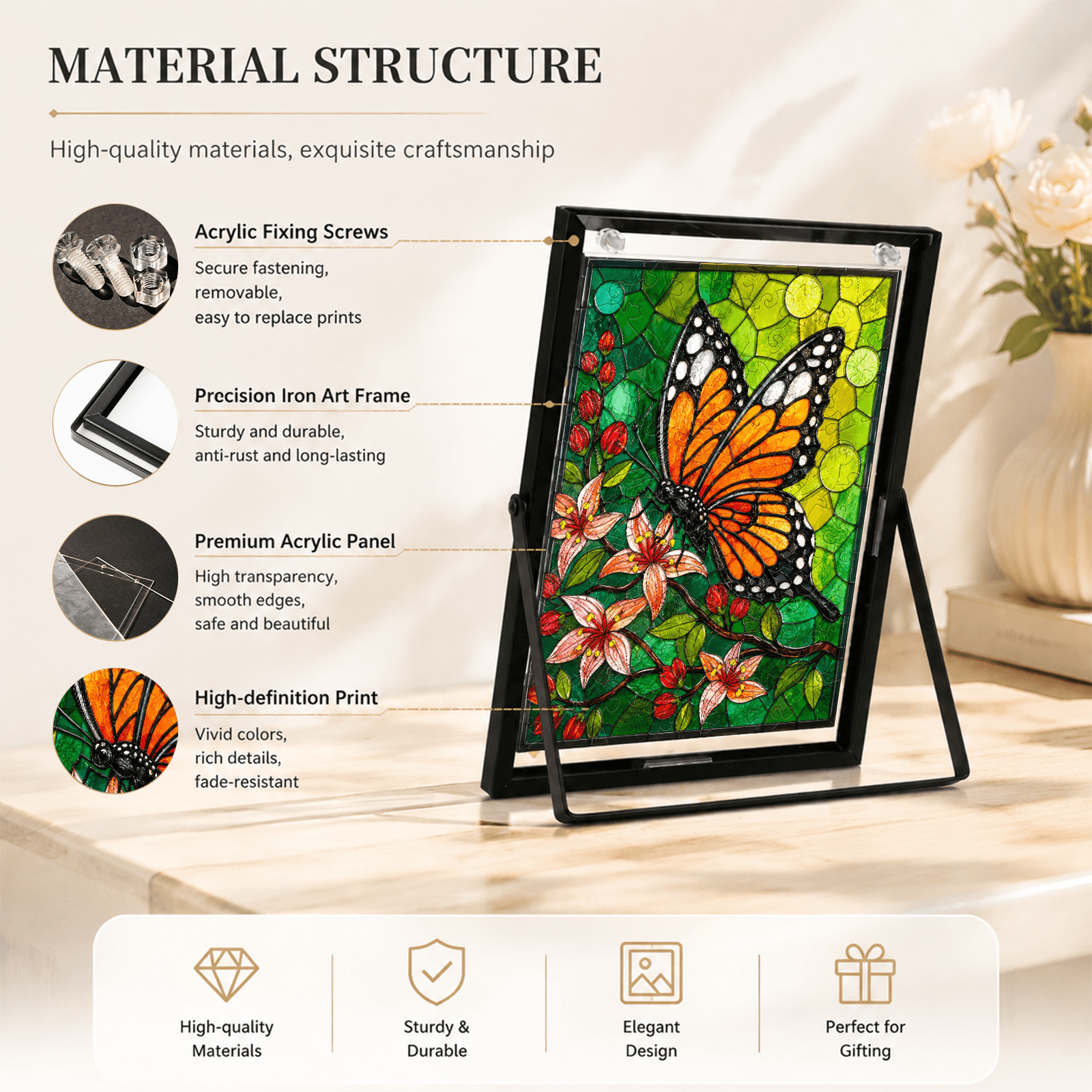 Acrylic Puzzle Art Piece - Golden Butterfly