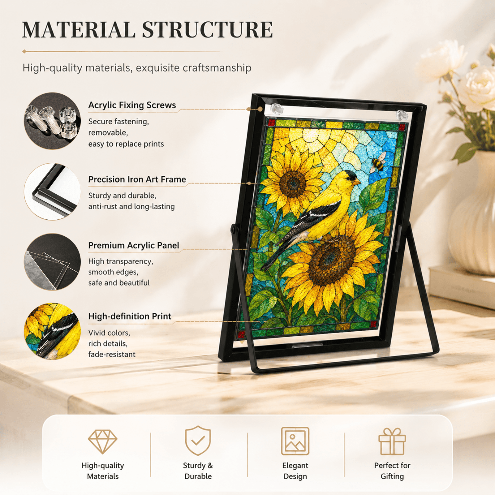 Acrylic Sunflower Puzzle – Golden Bloom Art Piece