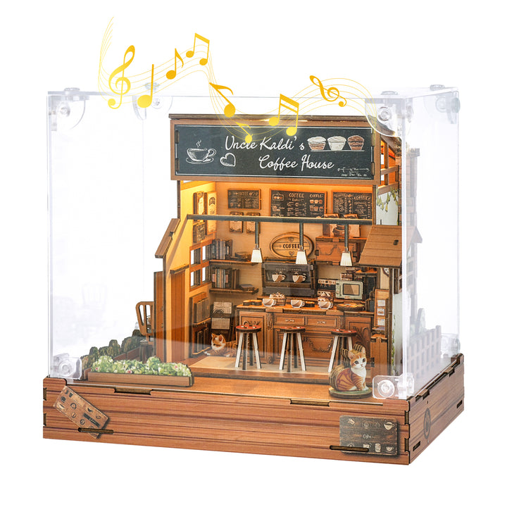 Uncle Kaldi’s Coffee House– DIY Miniature House, 3D Wooden Puzzle