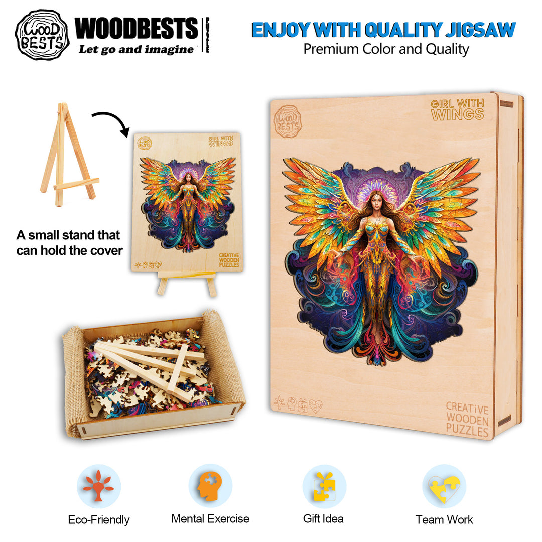 Girl with Wings Wooden Jigsaw Puzzle-Woodbests