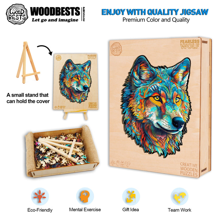 Fearless Wolf Wooden Jigsaw Puzzle-Woodbests