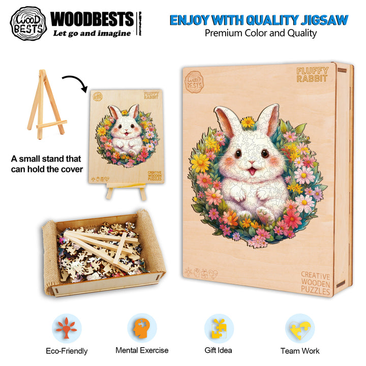  Fluffy Rabbit Wooden Jigsaw Puzzle-Woodbests