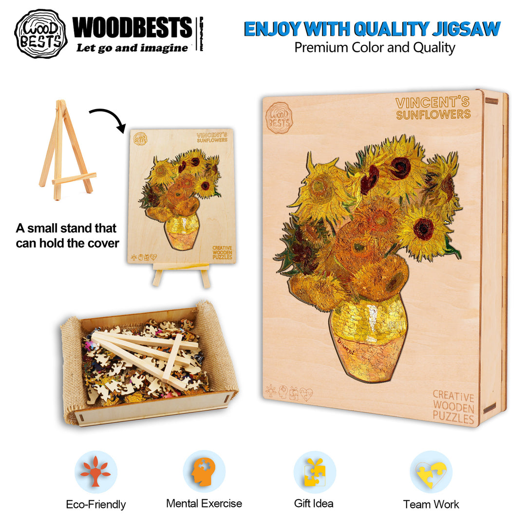 Vincent's Sunflowers Wooden Jigsaw Puzzle - Woodbests