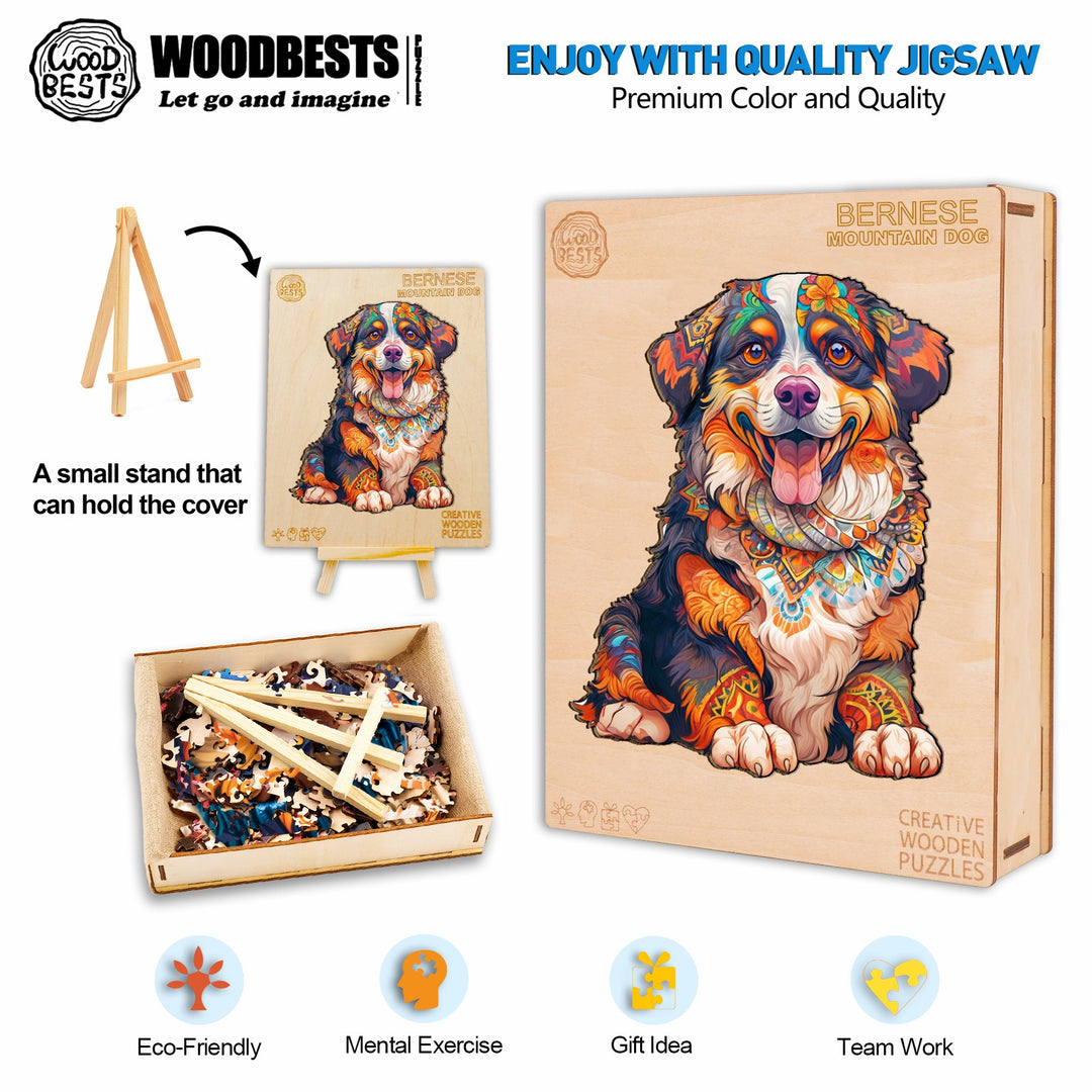 Bernese Mountain Dog Wooden Jigsaw Puzzle-Woodbests