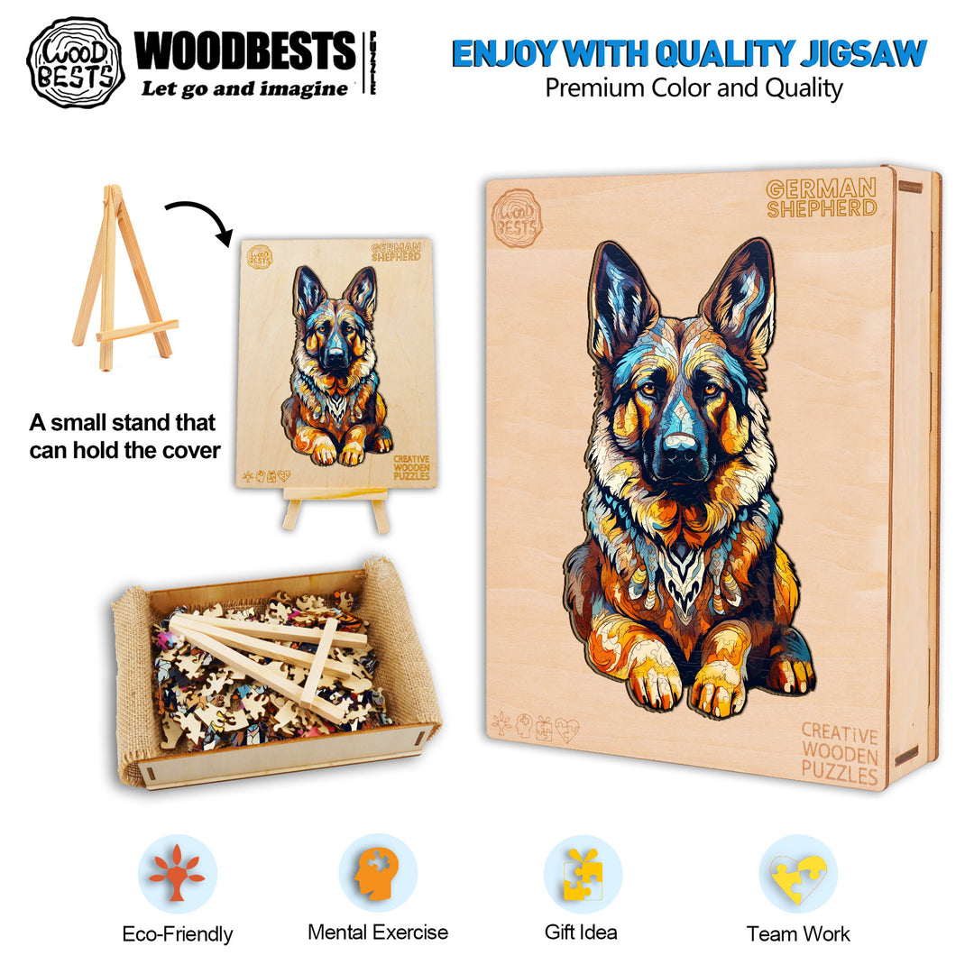 German Shepherd Wooden Jigsaw Puzzle-Woodbests
