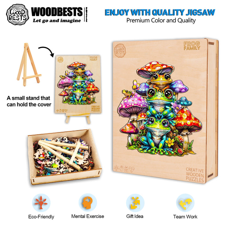 Frog Family Wooden Jigsaw Puzzle-Woodbests