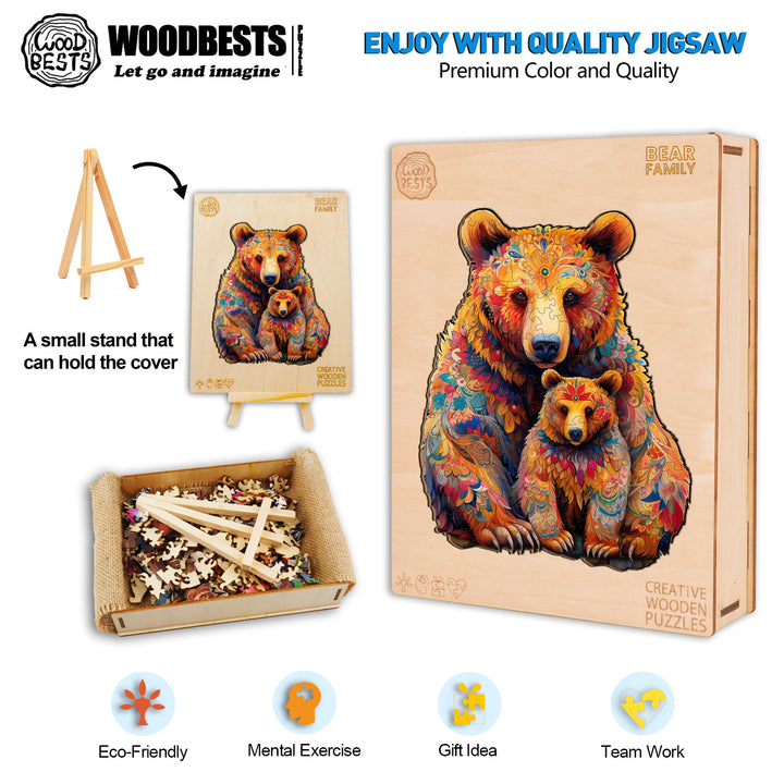 Bear Family Wooden Jigsaw Puzzle-Woodbests