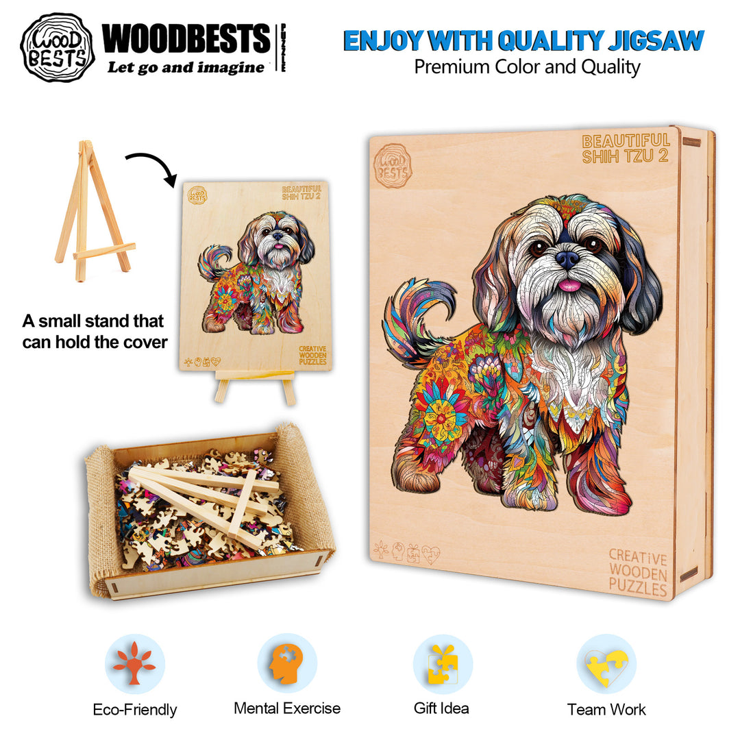 Beautiful Shih tzu 2 Wooden Jigsaw Puzzle-Woodbests
