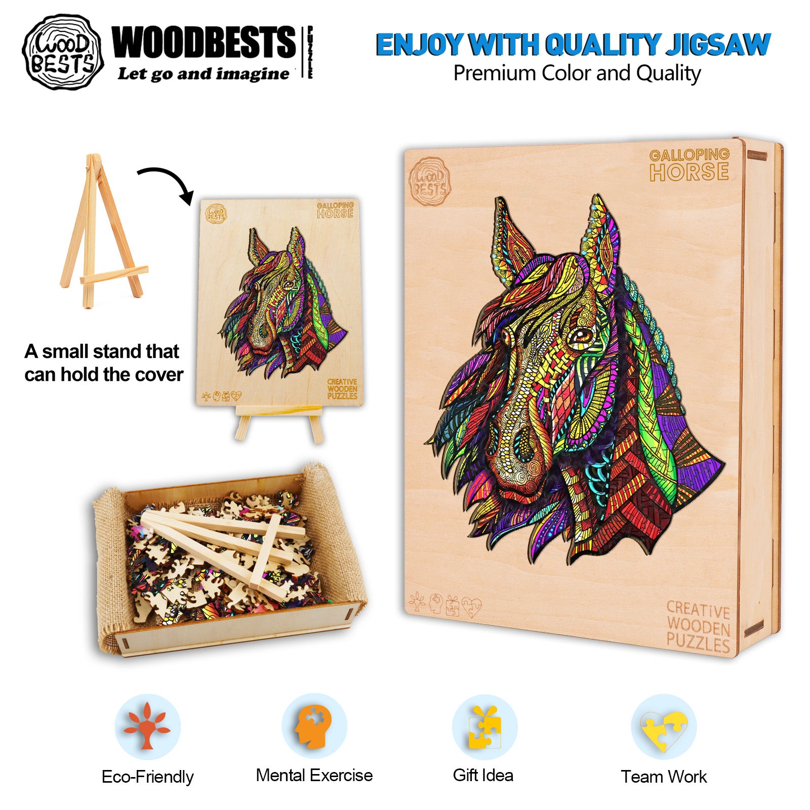 Galloping Horse Wooden Jigsaw Puzzle