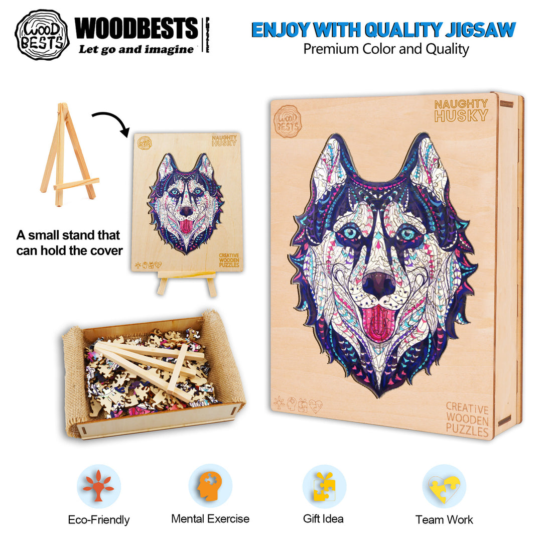 Naughty Husky Wooden Jigsaw Puzzle