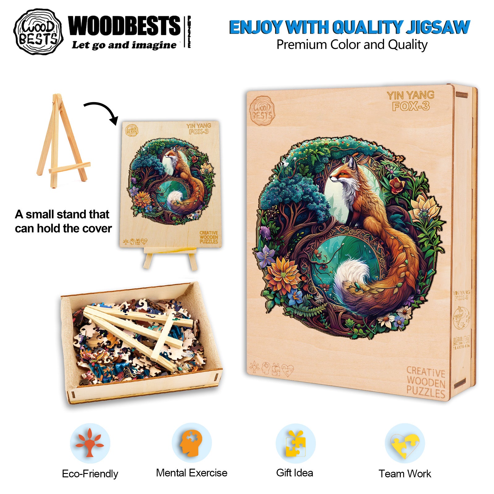 Yin Yang Fox-3 Wooden Jigsaw Puzzle