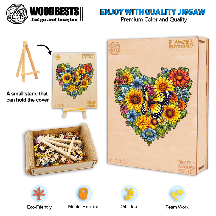 Flower Butterfly Wooden Jigsaw Puzzle-Woodbests