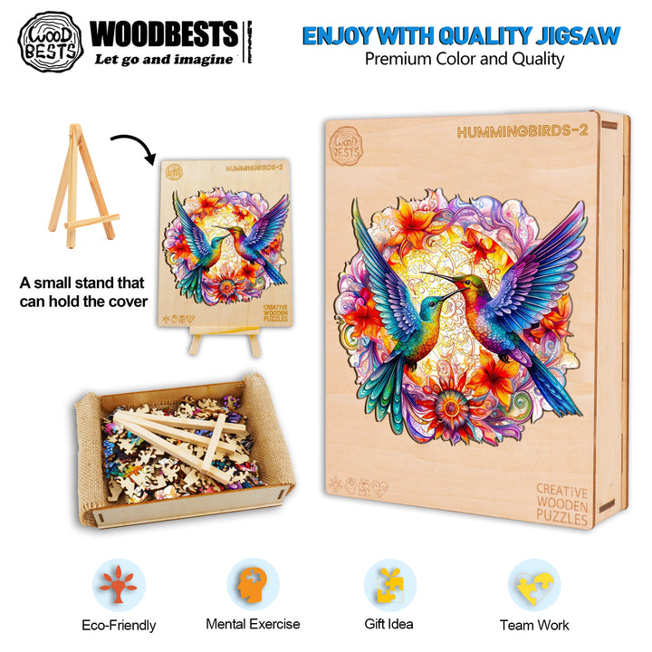 Hummingbirds-2 Wooden Jigsaw Puzzle-Woodbests