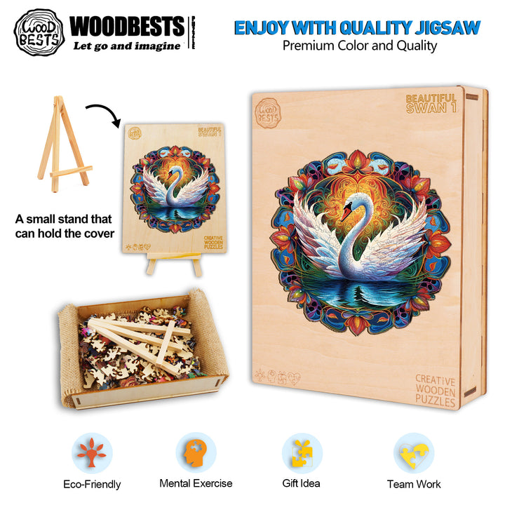 Beautiful Swan 1 Wooden Jigsaw Puzzle-Woodbests