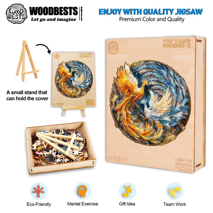 Yin Yang Phoenix-2 Wooden Jigsaw Puzzle-Woodbests