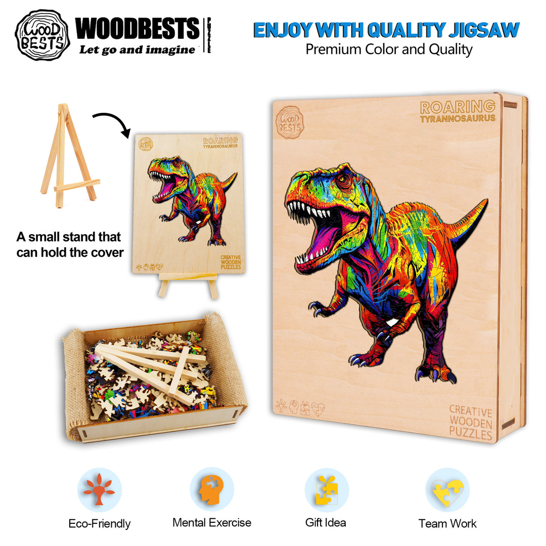 Roaring Tyrannosaurus Wooden Jigsaw Puzzle-Woodbests