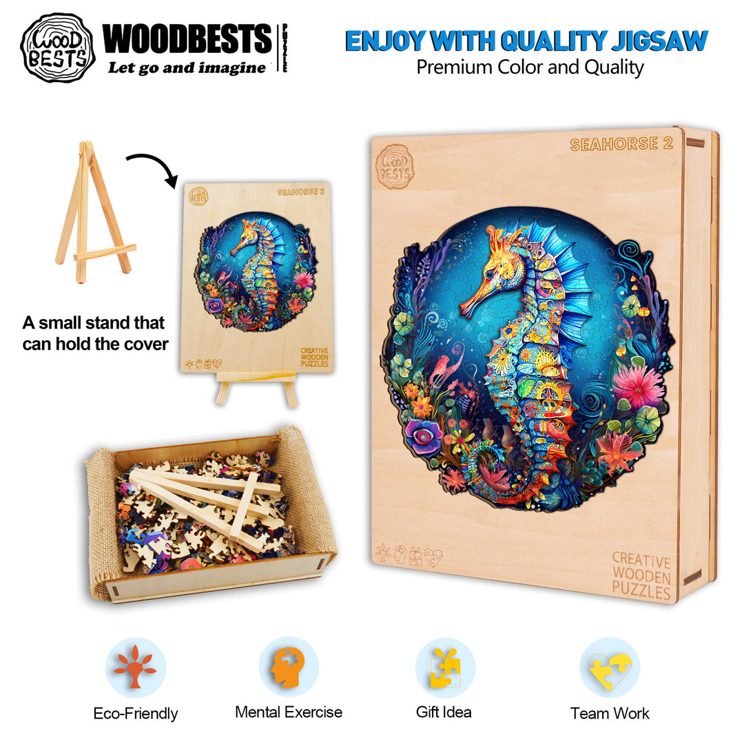 Seahorse 2 Wooden Jigsaw Puzzle-Woodbests