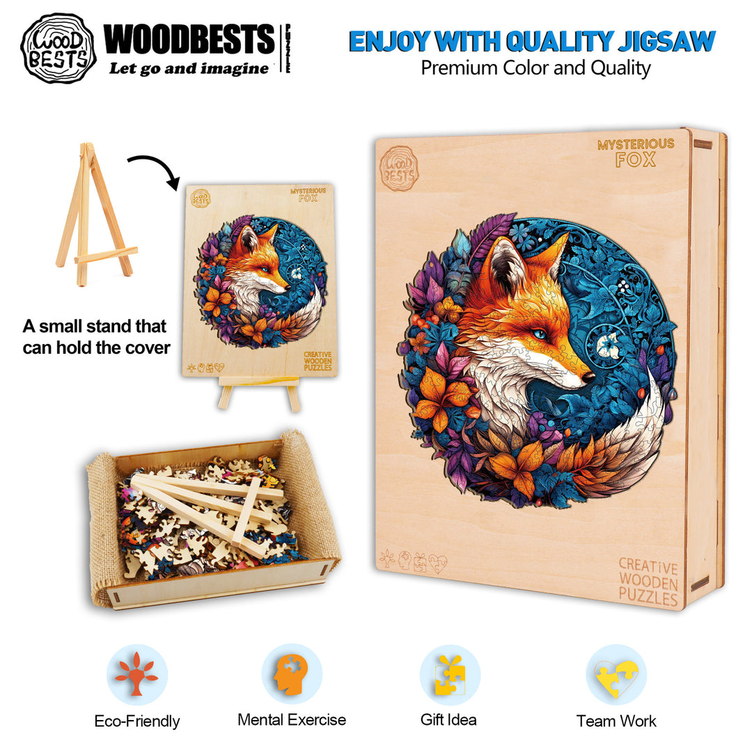 Mysterious Fox Wooden Jigsaw Puzzle-Woodbests