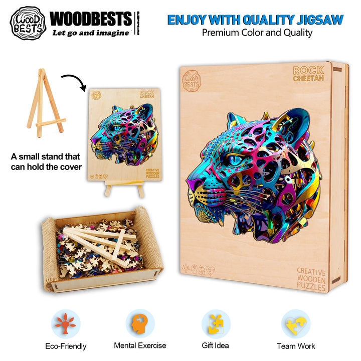 Rock Cheetah Wooden Jigsaw Puzzle-Woodbests