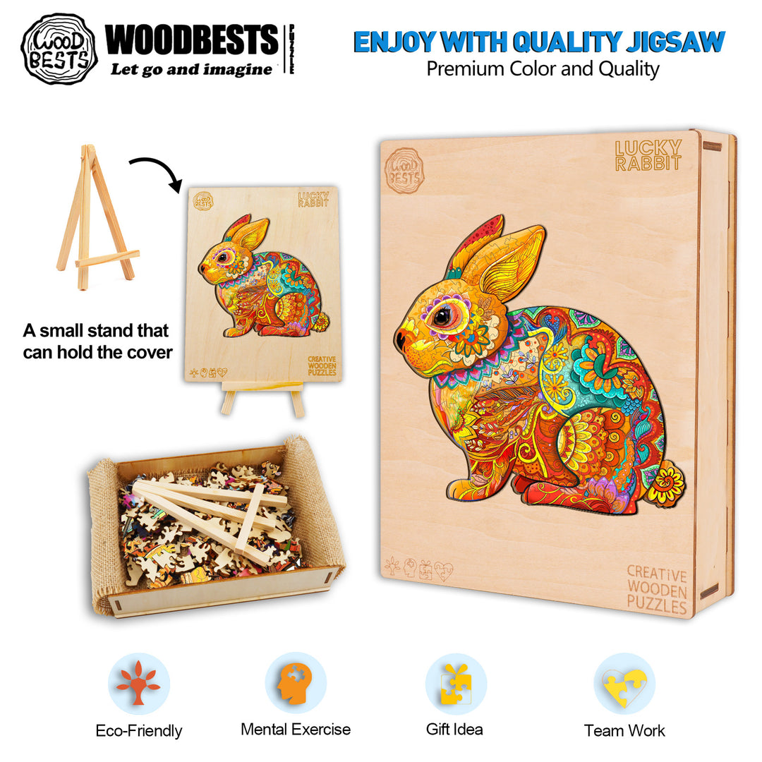 Shop Puzzle Rabbit Lucky Rabbit Animal Shaped Wooden Jigsaw Puzzle For Adults And Kids ...