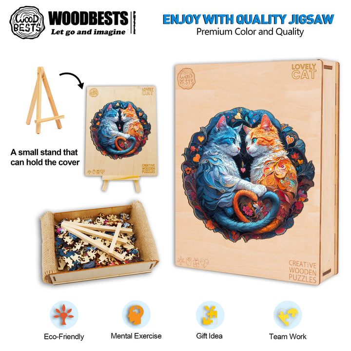 Lovely Cat Wooden Jigsaw Puzzle-Woodbests