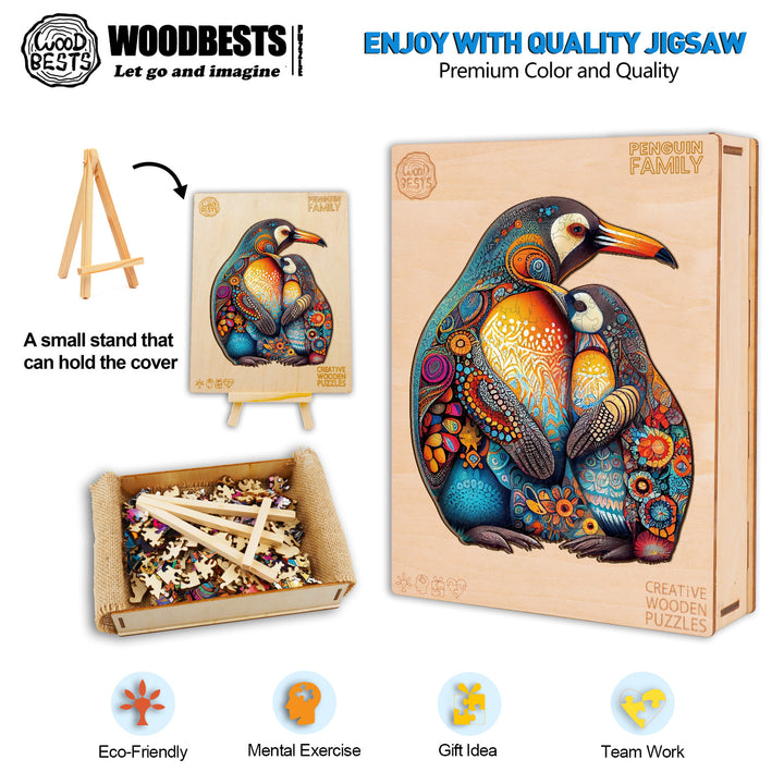 Penguin Family Wooden Jigsaw Puzzle-Woodbests