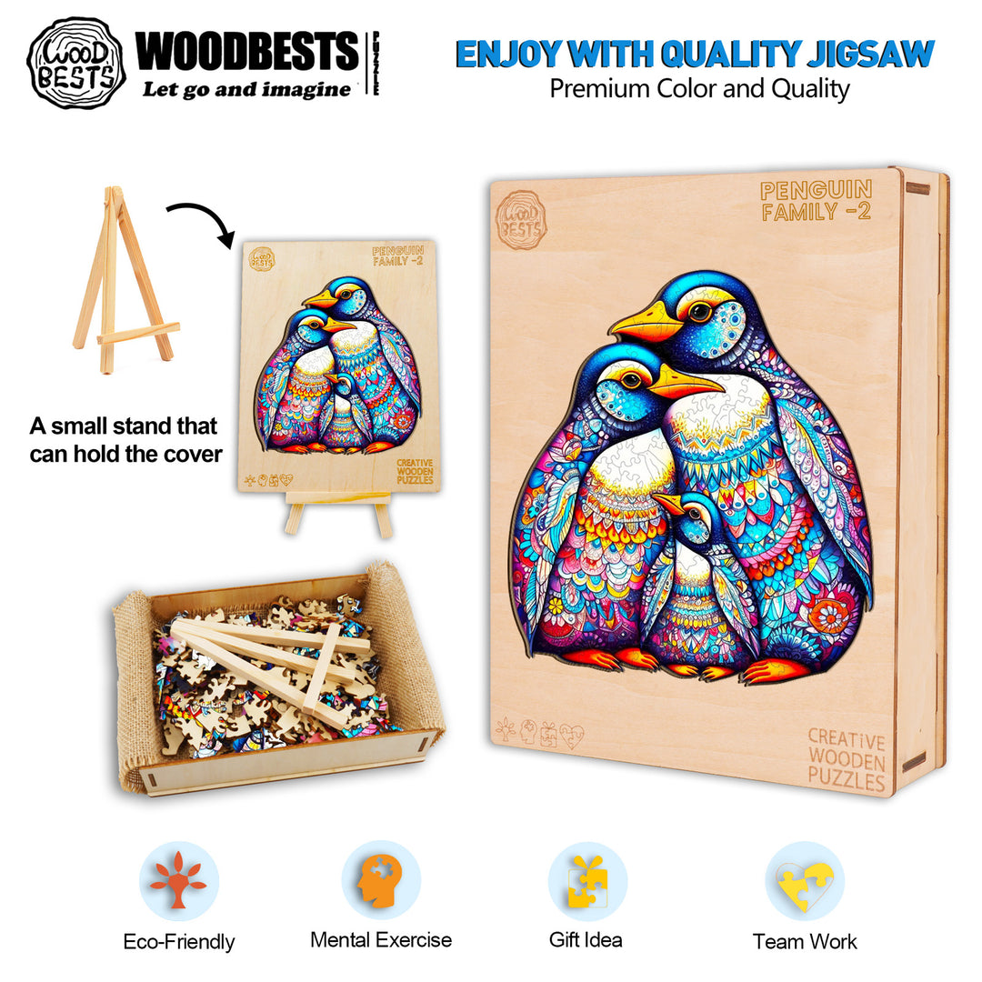 Penguin Family -2 Wooden Jigsaw Puzzle-Woodbests