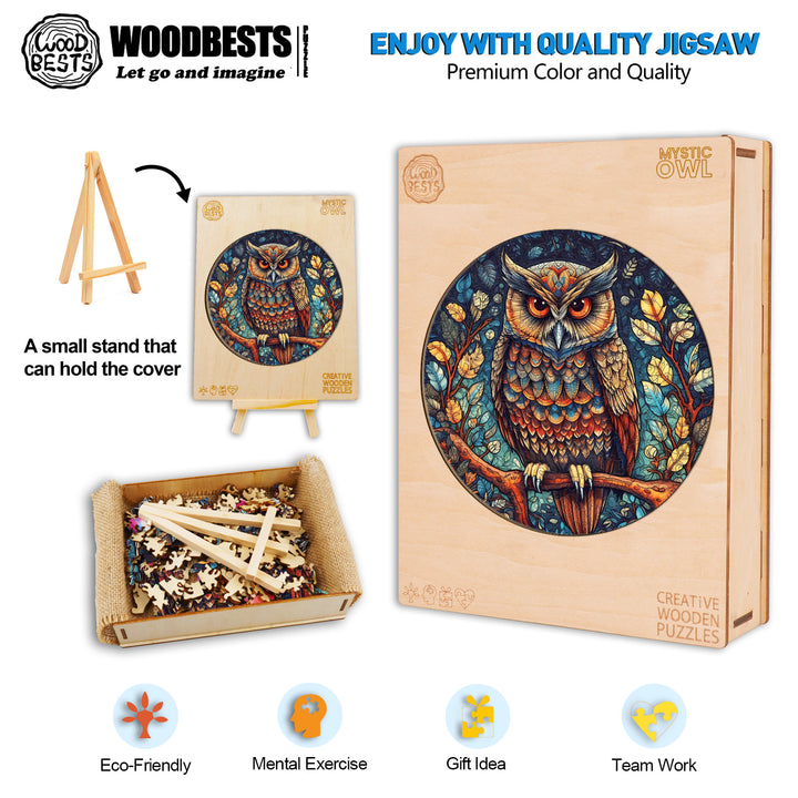 Mystic Owl Wooden Jigsaw Puzzle-Woodbests