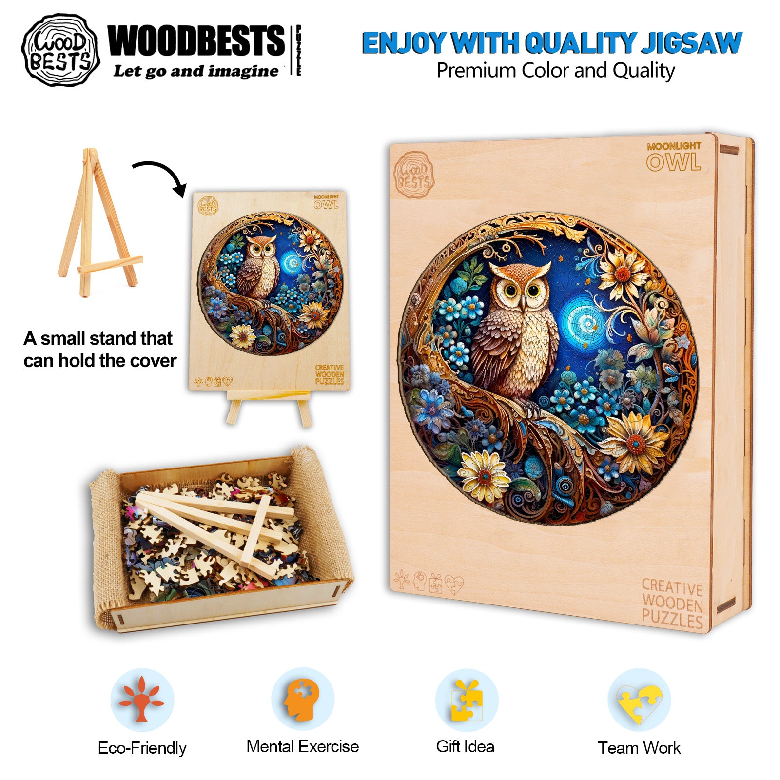 Moonlight Owl Wooden Jigsaw Puzzle