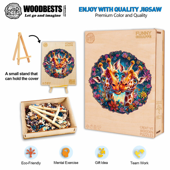 Funny Giraffe Wooden Jigsaw Puzzle-Woodbests
