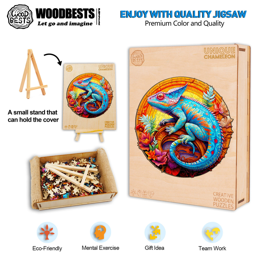 Unique Chameleon Wooden Jigsaw Puzzle-Woodbests